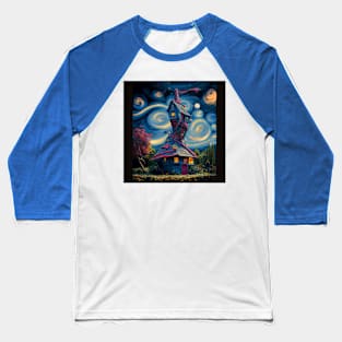 Starry Night Over The Burrow Baseball T-Shirt